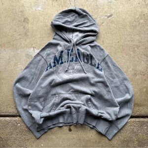 American Eagle Outfitters Gray Hoodie with Blue Accents